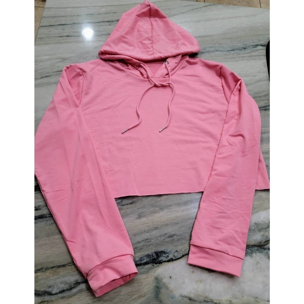 Women's Apricot Long Sleeve Crop Hoodie Pullover XL NWT